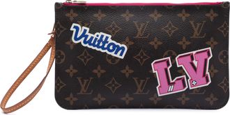 Louis Vuitton Pre-owned Womens Monogram Patches Neverfull Mm Pouch - Dark Brown Textile - One Size