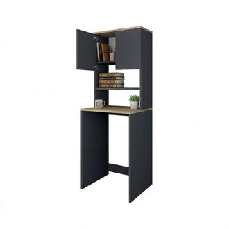 Dmora Armario Multiusos 2 Puertas Bellona, Muebles Multifuncionales, Zapatero, Armario Para Zapatos, 65x60h184 Cm, Nogal Y Antracita, Con Embalaje Reforzado