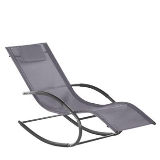 Beliani Tumbona Mecedora De Jard&iacute;n Tela De Acero Gris Reposacabezas Moderna Carano Ii