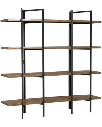 Beliani Beliani - Libreria A 4 Ripiani In Legno Scuro Con Struttura In Metallo Nero Compton