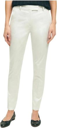 Brooks Brothers Cotton Sateen Pants - Dames - Slim Fit Broeken - Wit - S - Katoen - Broeken