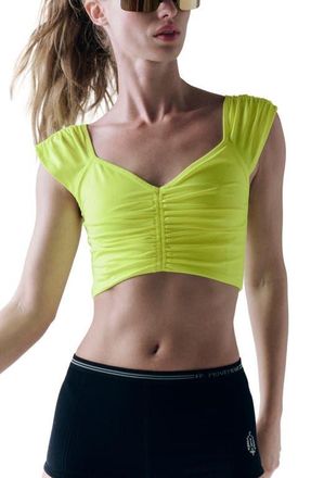 Free People FP Movement Breathe Deeper Crop Top in Highlighter at Nordstrom, Size Medium
