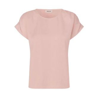 Modstr&ouml;m Tops, Dames, Roze, XL, Satijn, Satijnen Roze Top met Geplooide Mouwen