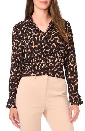 Halogen Print Crepe Shirt in Nomad Camel at Nordstrom Rack, Size Large
