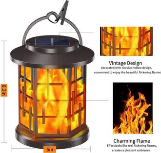 OEM Iluminaci&oacute;n Solar Para Jard&iacute;n - Antorchas De Jard&iacute;n De 18 Cm - Efecto Llama - Resistente Al Agua Ip65