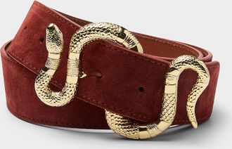 Herbert Fr&egrave;re Soeur Womens Crush Velours gold-snake wide suede belt