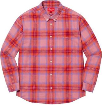 SUPREME Brushed Plaid Flannel Shirt Red Pink Blue SUP-SS22-101