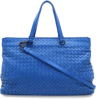 Bottega Veneta Blue Leather Shoulder Bag Tote Bag (Pre-Owned)
