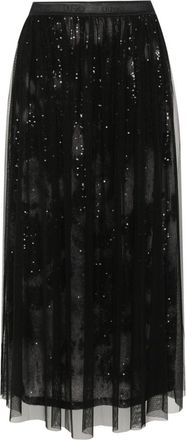 Liu Jo sequin-detail tulle midi skirt - women - Polyester/Elastane/Polyester/Polyamide/Elastane - L - Black