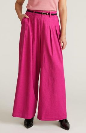 Universal Standard Palais Linen Blend Beach Pants in Hyper Pink at Nordstrom, Size Xs
