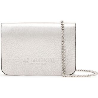 AllSaints The Honore Leather Cardholder in Silver at Nordstrom Rack