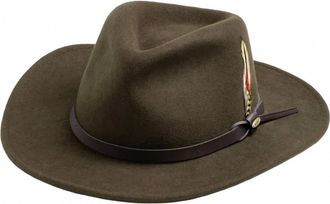 Dorfman Pacific Mens Crushable Felt Outback Hat In Olive