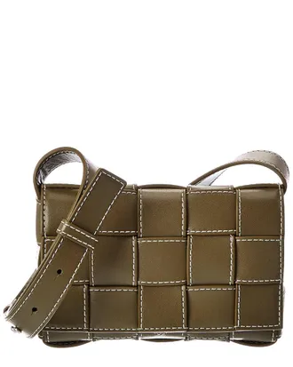 Bottega Veneta Cassette Small Urban Stitch Maxi Intrecciato Leather Shoulder Bag