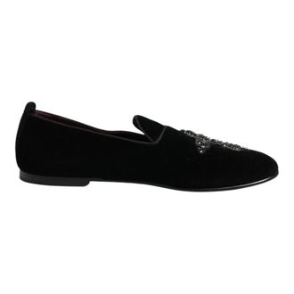 Dolce & Gabbana Loafers Corona Cristal Terciopelo Negro - Shoes - Hombre - Negro - 44 EU