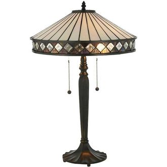 Loops Dark Bronze Table Lamp - Diamond Shaped Detailling - 2 x 60W E27 GLS Required