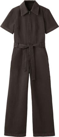 Mango Belted Denim Jumpsuit in Chocolate at Nordstrom, Size X-Small