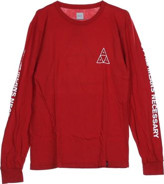 HUF Long Sleeve Tops, male, Red, Size: XL Red Resort Long Sleeve Mens Tee