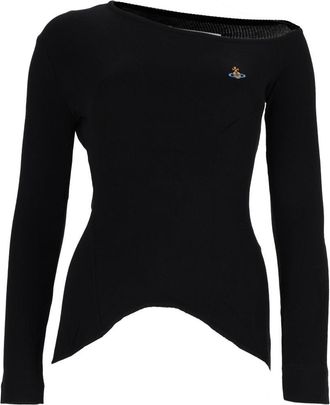 Vivienne Westwood Black Asymmetrical Hem Long-Sleeve Fitted T-Shirt