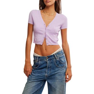 Free People Cassie Crop Cardigan in Veiled Pink at Nordstrom Rack, Size X-Large