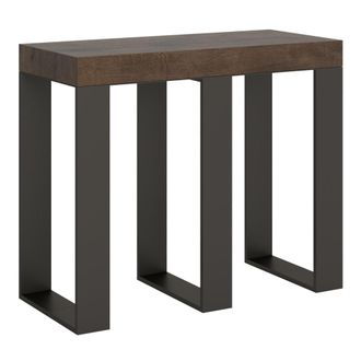 Itamoby Consola extensible 90x40/300 cm efecto madera nogal, hierro