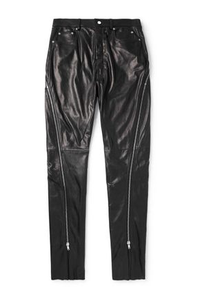 Rick Owens Bolan Banana Flared Zip-Detailed Waxed-Leather Trousers