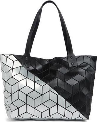 Patrizia Luca Diagonal Two-Tone Geometric Tote Bag in M.black/Silver at Nordstrom Rack
