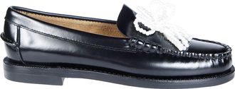 Sebago Polished Black Pearl Bow Loafers