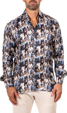 Maceoo Fibonacci Marthy Contemporary Fit Button-Up Shirt in Black at Nordstrom, Size 5