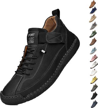 Generic Emiline Comfortable Orthopedic Sneakers, Flat Shoes with Arch Support, Handmade Leather Comfy Shoes (Black,11.5)