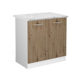 Vicco Armario Bajo Para Fregadero R-line, Roble Artesanal, 80 Cm, Et M&aacute;rmol