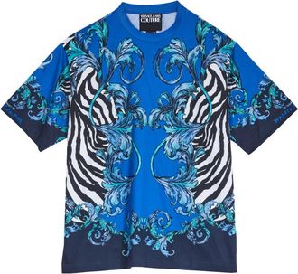 Versace Jeans Couture Zebra Barocco T-shirt met korte mouwen van katoen - Heren - T-shirts - Veelkleurig - XL - Katoen - Tops