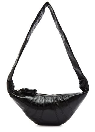 Christophe Lemaire Croissant Small Glossed Leather Shoulder bag - Black - One Size