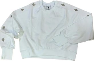 Marcelo Burlon Felpa con banda logata - Dames - Sweatshirts - Wit - M - Katoen - Hoodies & sweatvesten