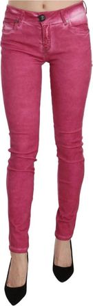 Plein Sud Jenius Mid Waist Skinny Broek - Dames - Skinny Jeans - Roze - W26 - Katoen - Jeans