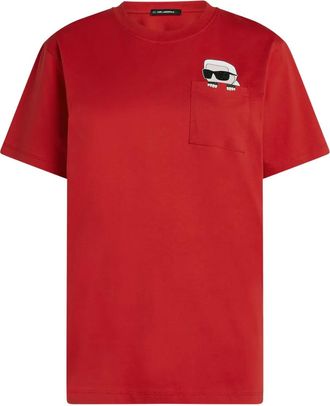 Karl Lagerfeld Ikon rhinestone T-shirt - Red