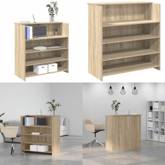vidaXL Scrivania per Reception Rovere Sonoma 100x50x103,5 cm in Legno Massello - Scrivania in legno - Scrivania da ufficio
