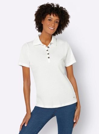 Casual Looks Poloshirt CASUAL LOOKS Poloshirt, Damen, Gr. 44, beige (ecru), 95% Viskose, 5% Elasthan, unifarben, Shirts Poloshirt