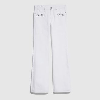 Gucci Cotton Denim Pants With Horsebit, White