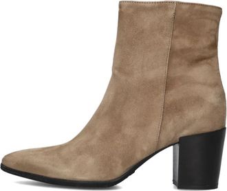 Lina Locchi Taupe Su&egrave;de Enkellaarsjes - Dames - Laarzen met Hak - Beige - 38 EU - Su&egrave;de - Schoenen