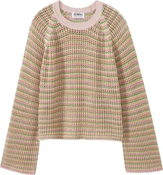 27 Miles Malibu Womens Casey Multi Color Open Stitch Pullover In Pink