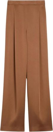 Max Mara Dritto Broek - Dames - Wijde Broeken - Bruin - S - Satijn - Broeken