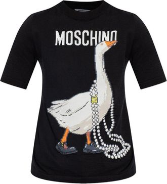 Moschino Goose Graphic Ribbed Knit Top