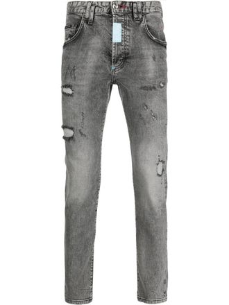 Philipp Plein Jeans skinny con effetto vissuto - Grigio