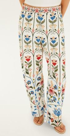 Farm Rio Fraga Print Belted Tapered Pants in Off-White at Nordstrom, Size 25
