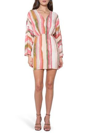 Adelyn Rae Aurora Stripe Long Sleeve Minidress in Cream/Orange at Nordstrom, Size X-Small