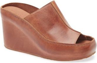 Chocolat Blu Pearl Platform Wedge Sandal in Brown Leather at Nordstrom, Size 6.5