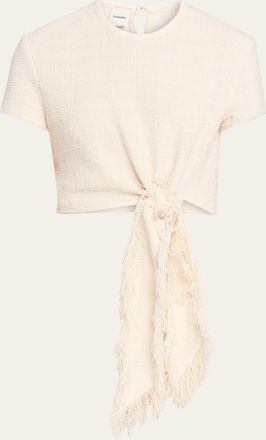 Nanushka Mariel Cotton Linen Tweed T-Shirt