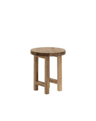 Deco Wood Mesita de noche de madera maciza en tono envejecido de 35x40cm