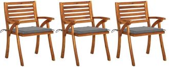 vidaXL Sillas De Comedor De Jard&iacute;n Con Cojines 3 Uds Madera De Acacia Vidaxl
