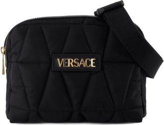 Versace Mens Quilted Nylon Belt Bag Black
